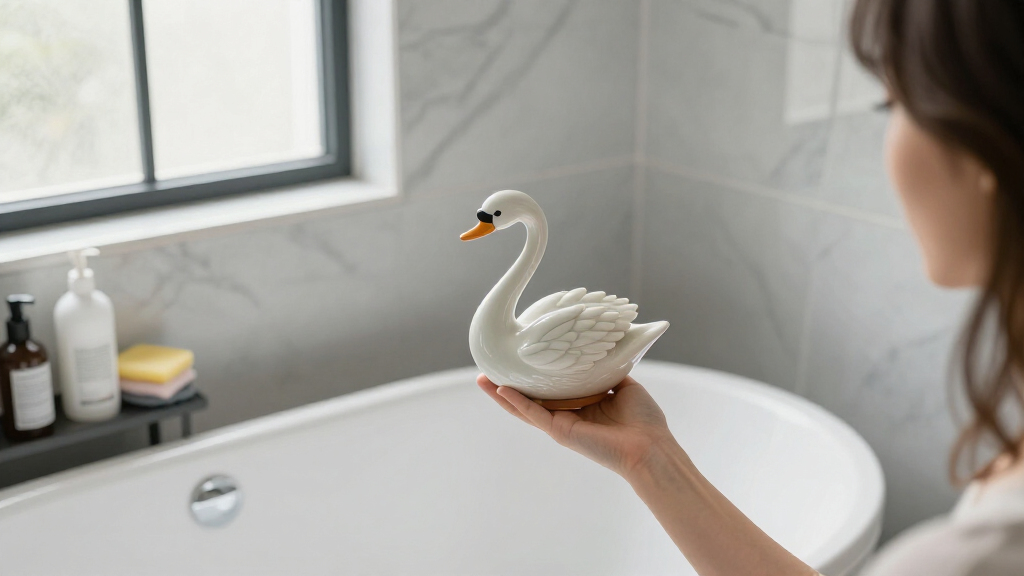 She Used A Ceramic Swan To Hide This Major Bathroom Eyesore