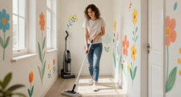 Her Sister Painted Flowers On Her Hallway Walls — Now It’s A Colorful Escape