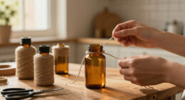 Cover Old Prescription Bottles With Twine To Craft Rustic Decor