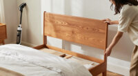 Instead Of Tossing Her Bed Frame, She Put A $40 DIY Headboard In Front