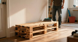Man Turns Old Wood Pallets Into A Space-Saving Piece Of Furniture With An Impressive DIY