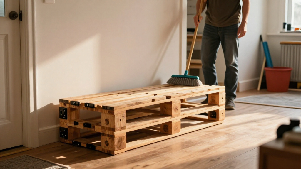 Man Turns Old Wood Pallets Into A Space-Saving Piece Of Furniture With An Impressive DIY